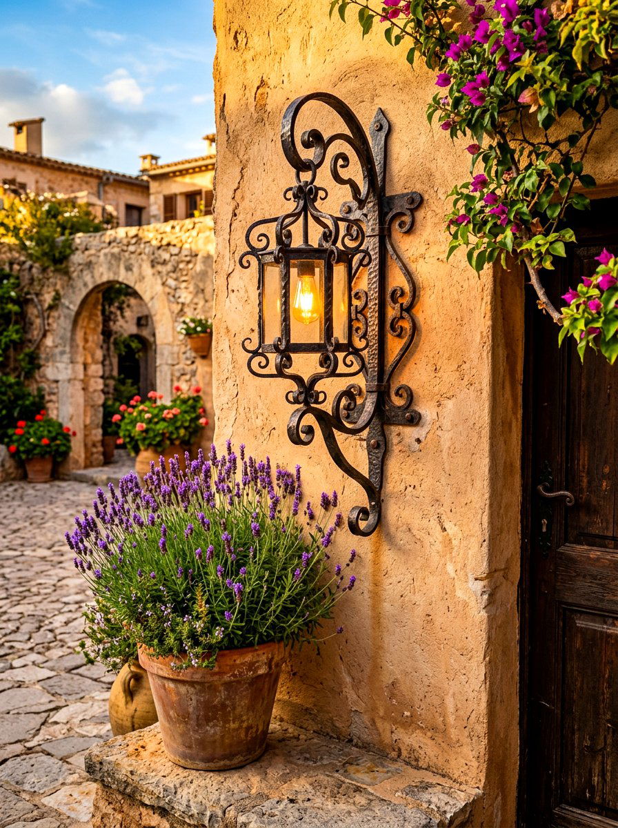 Wrought Iron Wall Sconce - 30 outdoor wall light ideas