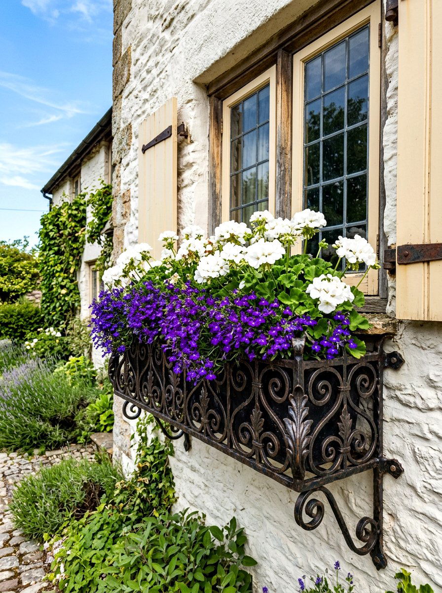 Wrought Iron Window Box - 30 cottage window box ideas