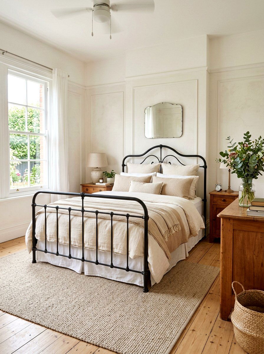 Wrought iron bed frame - 30 light academia bedroom ideas
