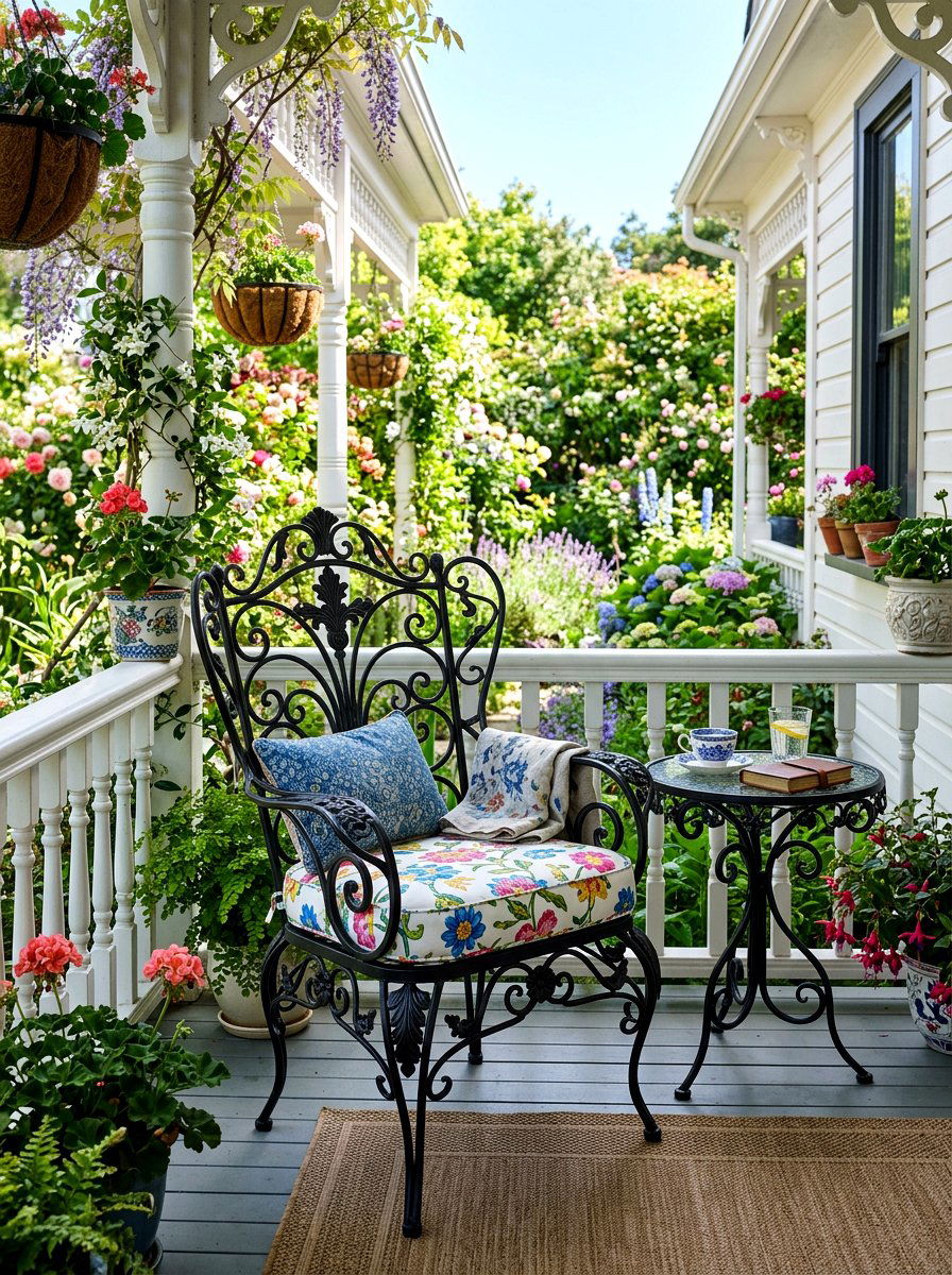 Wrought iron chair - 30 front porch seating ideas