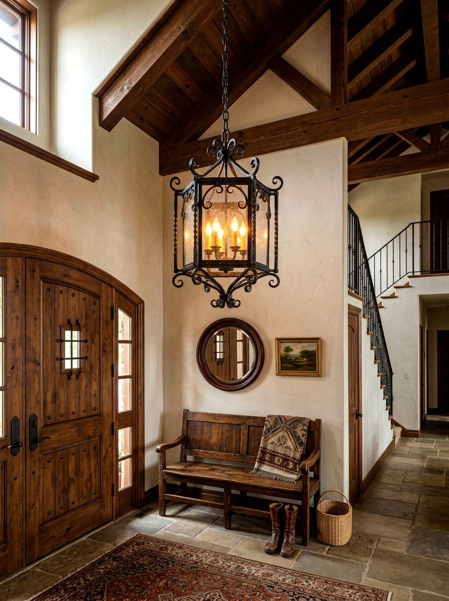 Wrought iron entryway lighting - 30 earthy entryway ideas