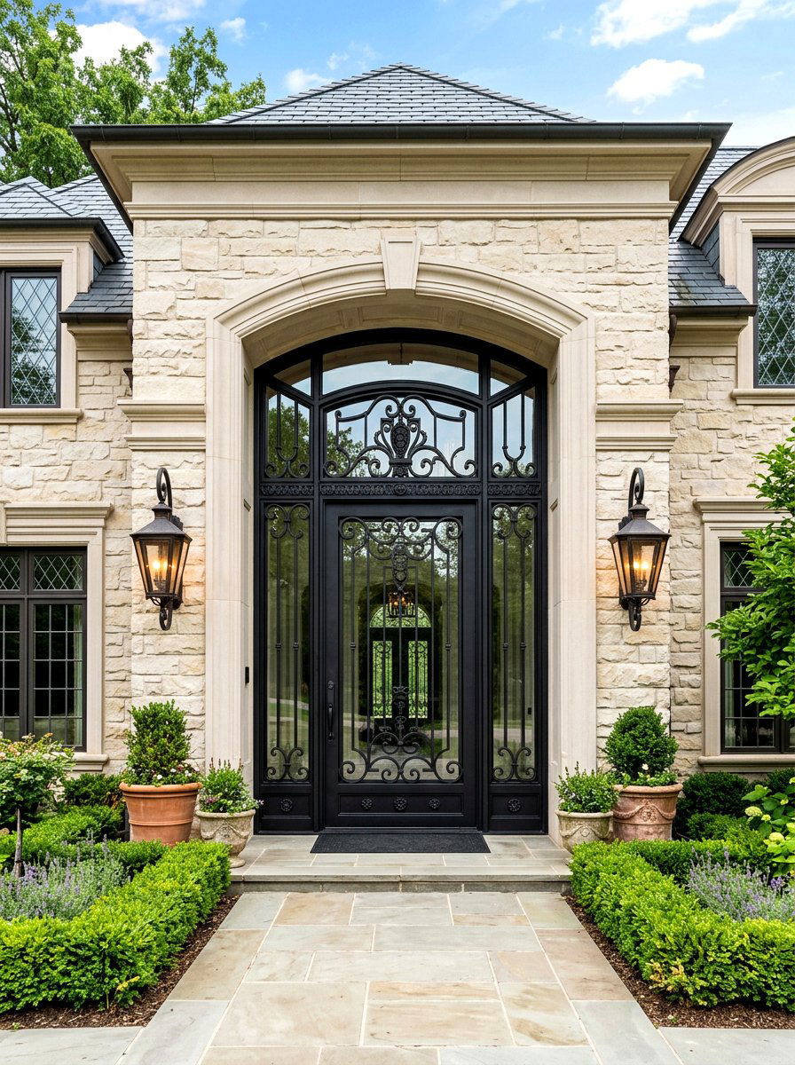 Wrought iron front entry - 30 quiet luxury curb appeal ideas