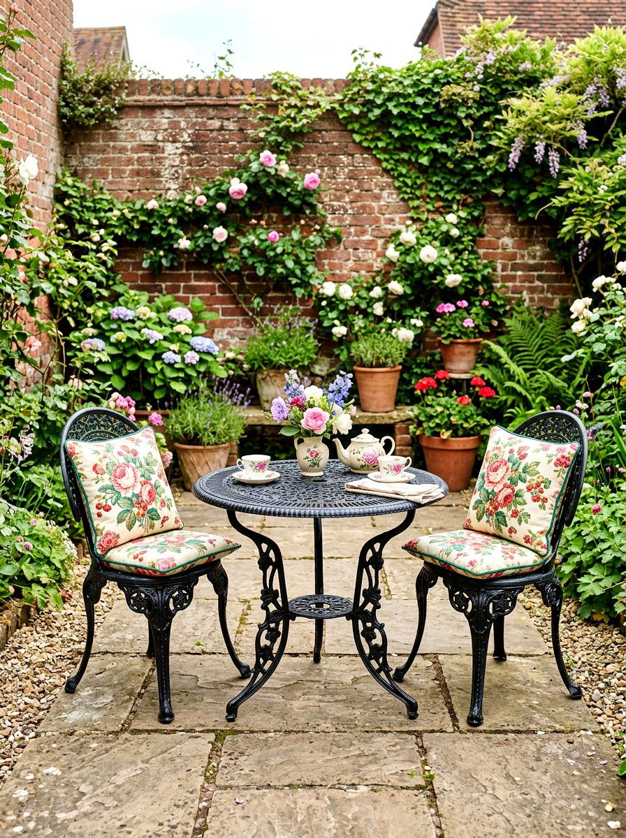 Wrought iron garden set - 30 small courtyard seating ideas