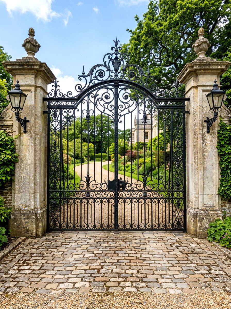 Wrought iron gate - 30 driveway entrance ideas