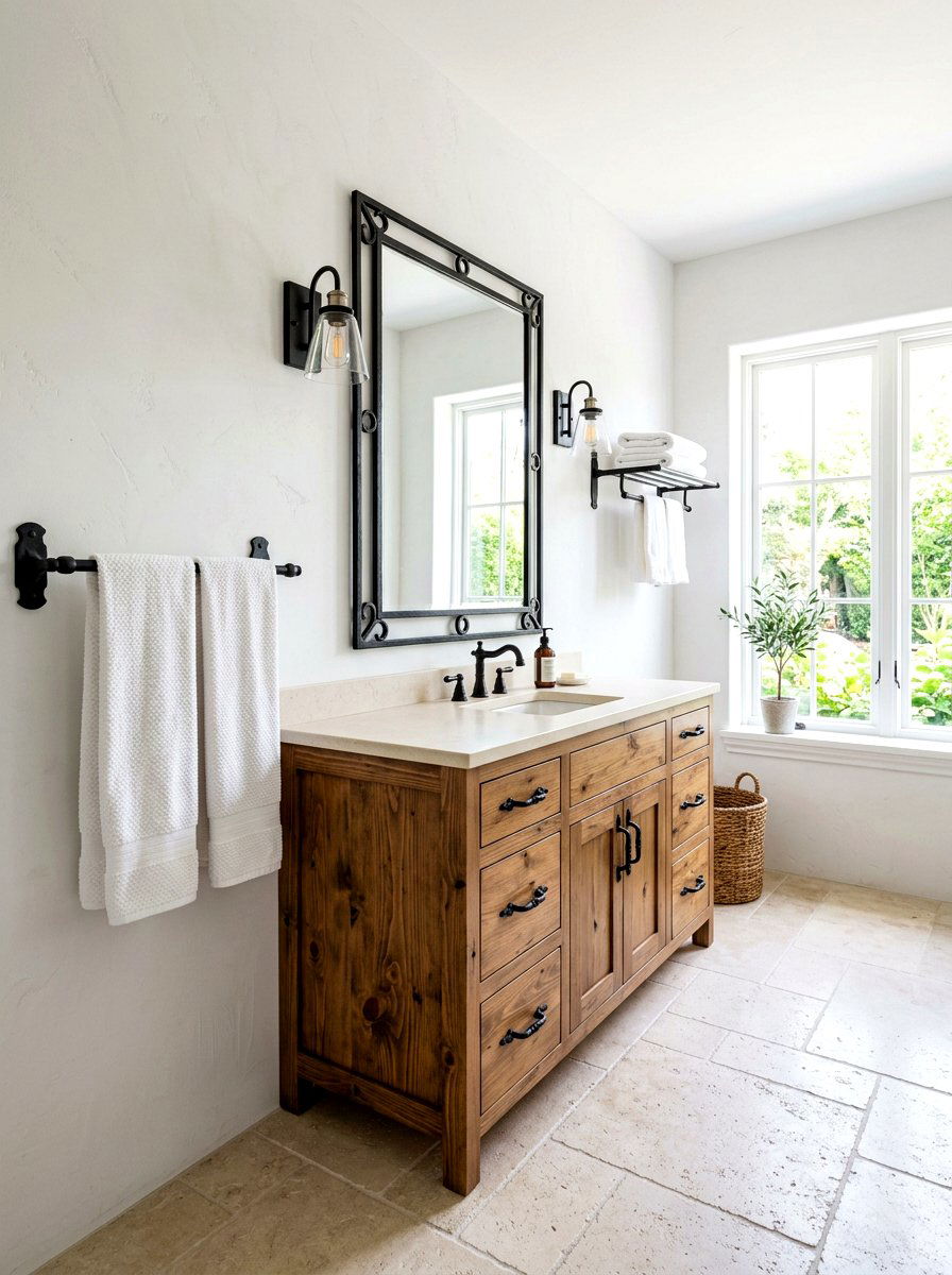 Wrought iron hardware - 30 lodge bathroom ideas