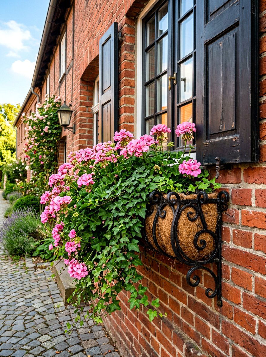 Wrought iron hayrack planters - 30 shutters and flower box ideas