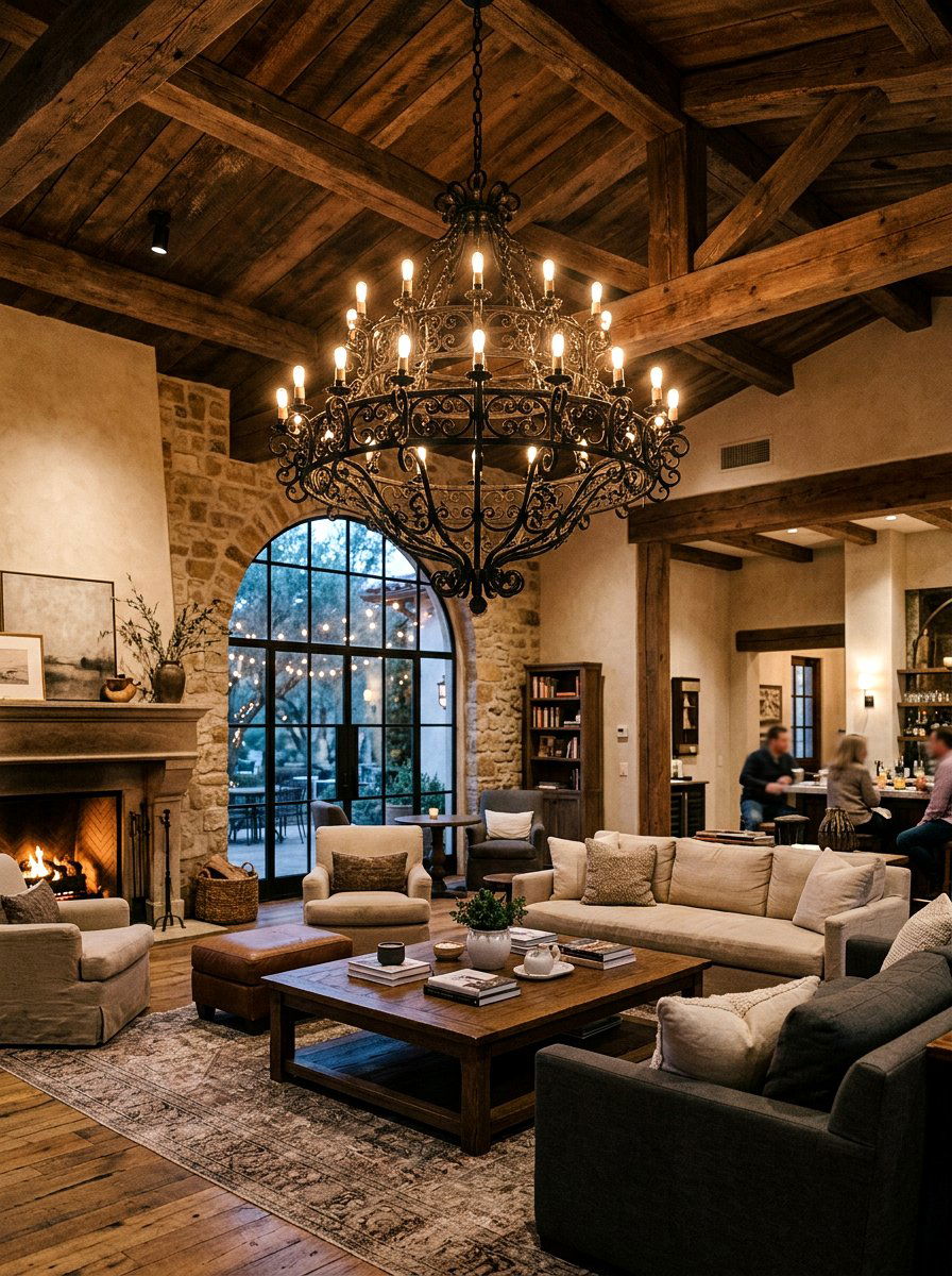 Wrought iron light fixture lounge - 30 warm Mediterranean lounge ideas