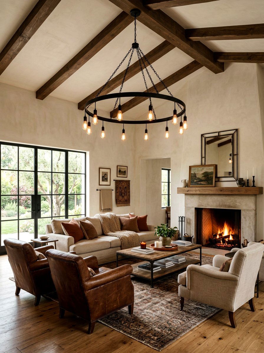 Wrought iron lighting living room - 30 Tuscan revival living room ideas