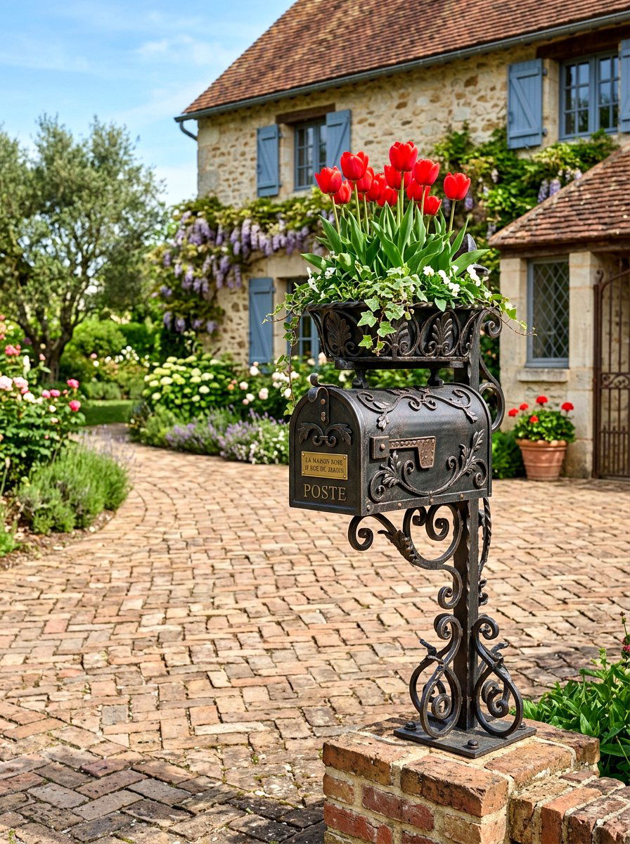 Wrought iron mailbox planter - 30 mailbox planter box ideas