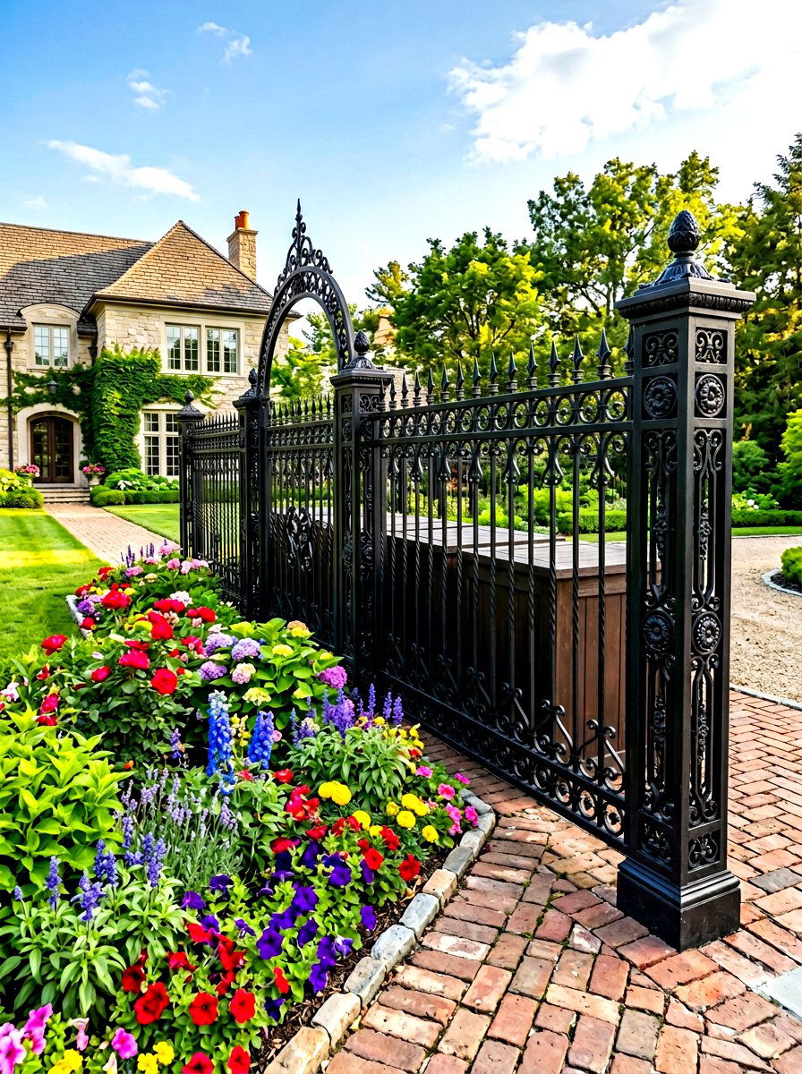 Wrought iron trash fence - 30 trash can enclosure ideas
