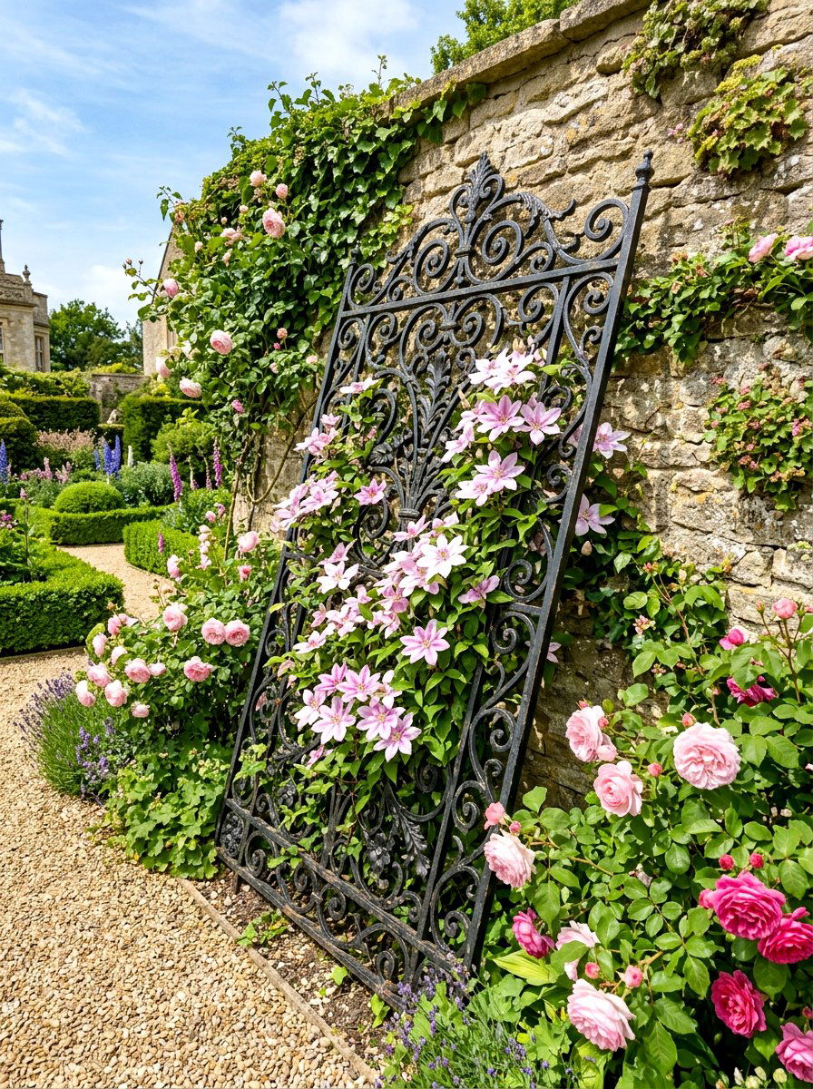 Wrought iron trellis - 30 clematis trellis ideas