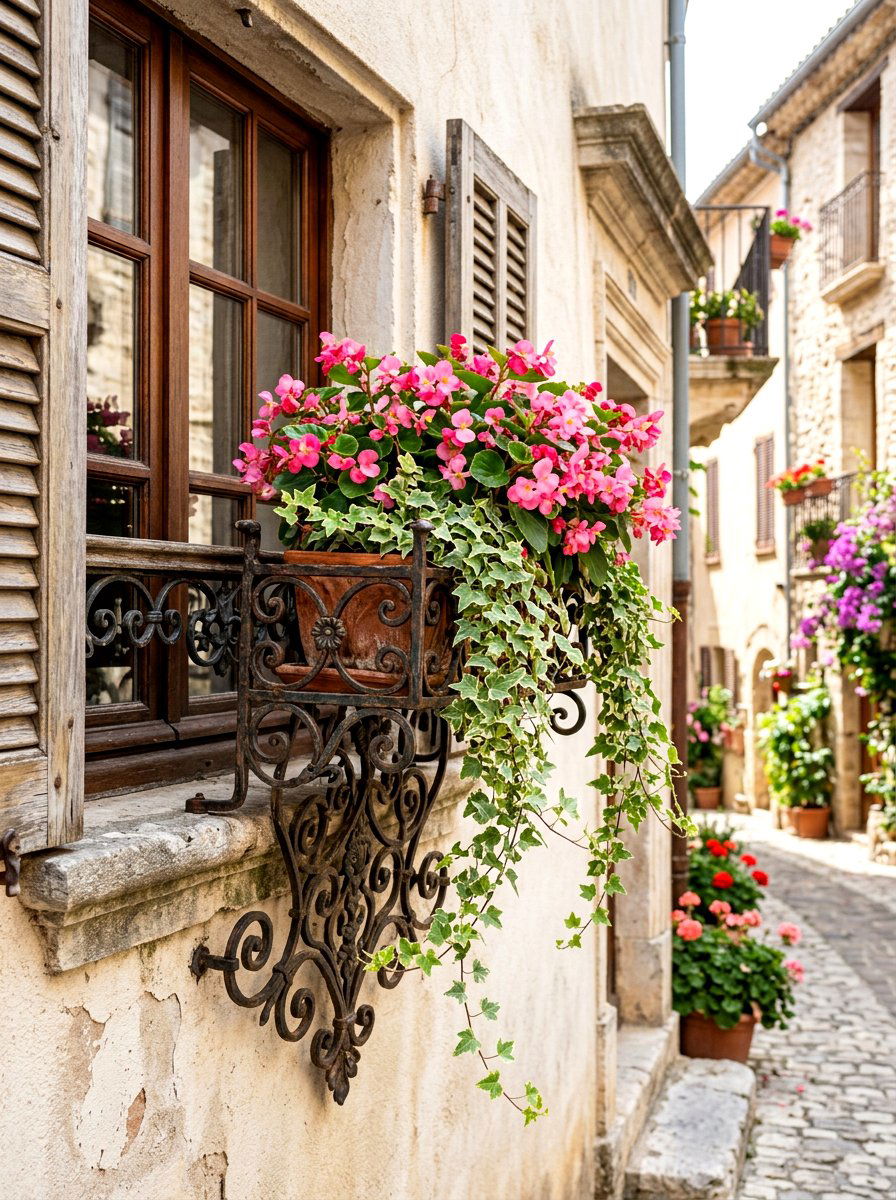 Wrought iron window box holder - 30 window flower box ideas