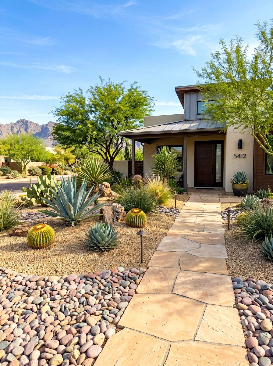 Xeriscape Gravel Front Yard - 30 cactus front yard ideas