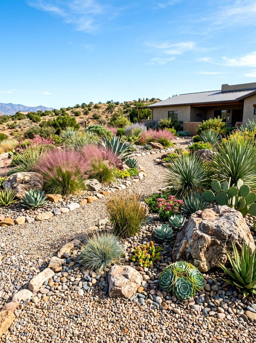 Xeriscape Gravel Garden - 30 gravel courtyard ideas