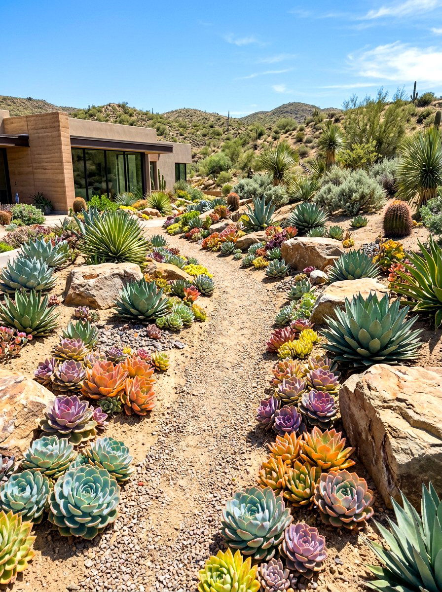 Xeriscape Succulent Garden - 30 no mow lawn garden ideas