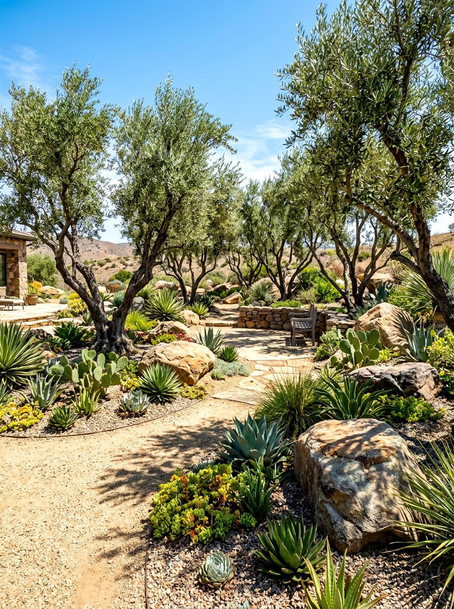 Xeriscape garden - 30 olive grove backyard ideas