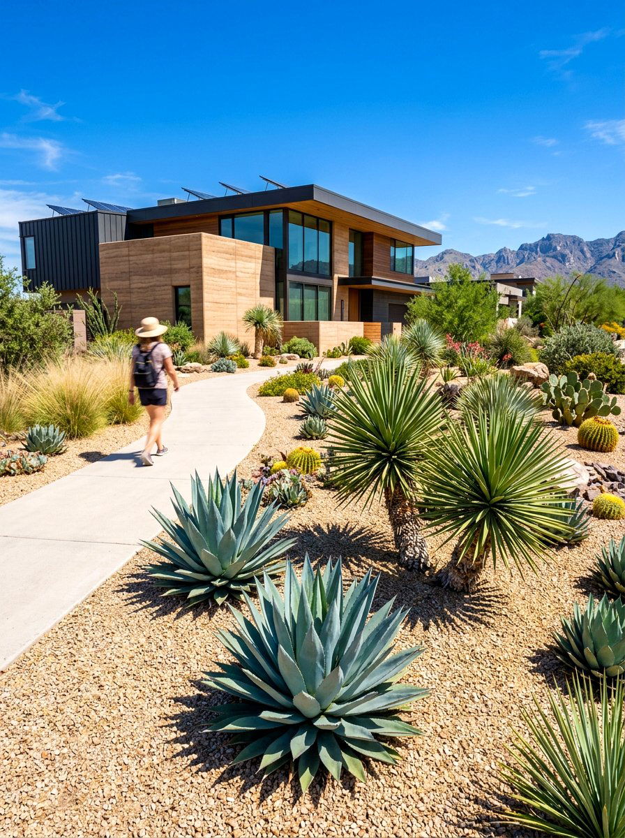 Xeriscape sidewalk landscaping - 30 hellstrip garden ideas