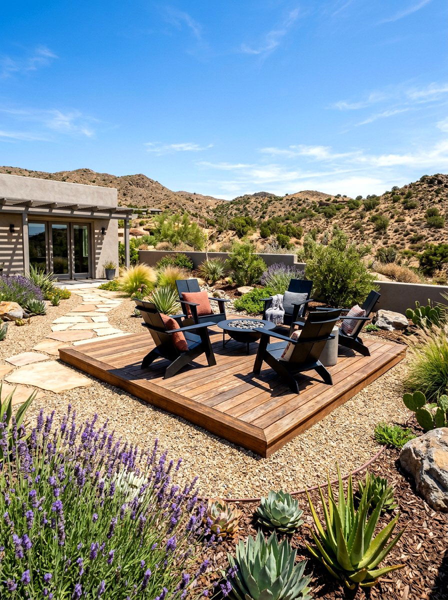Xeriscaped Seating Zone - 30 modern backyard lounge ideas