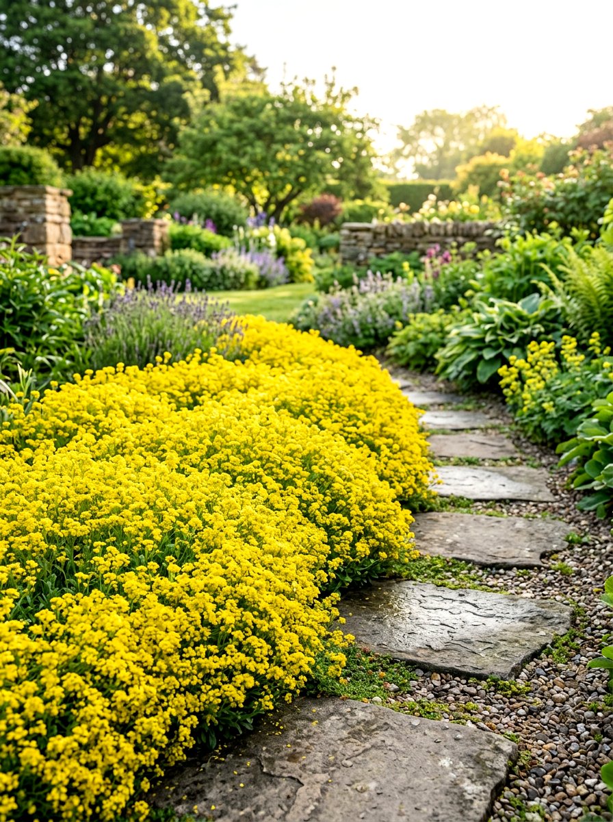 Yellow Alyssum Border - 30 yellow flower border ideas