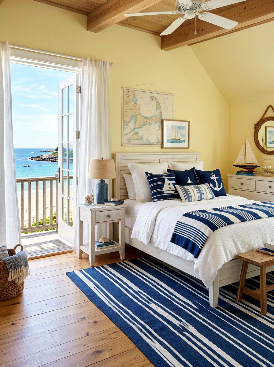 Yellow And Blue Coastal Bedroom - 30 soft yellow bedroom ideas
