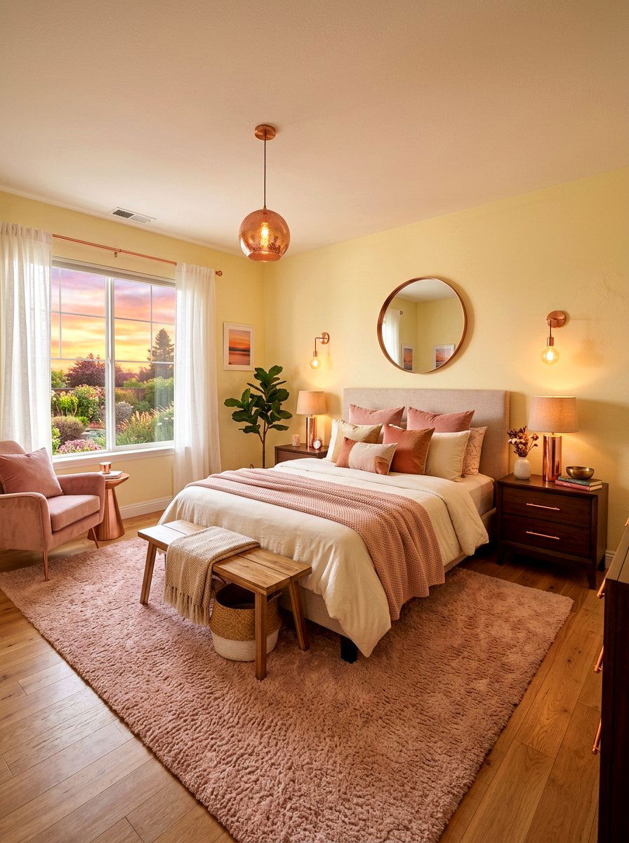Yellow And Blush Pink Bedroom - 30 soft yellow bedroom ideas