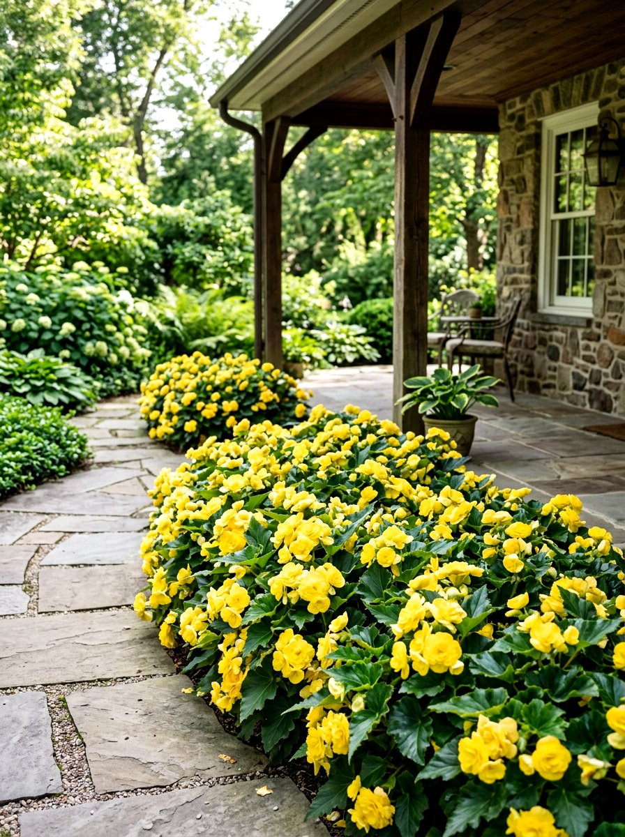 Yellow Begonia Border - 30 yellow flower border ideas