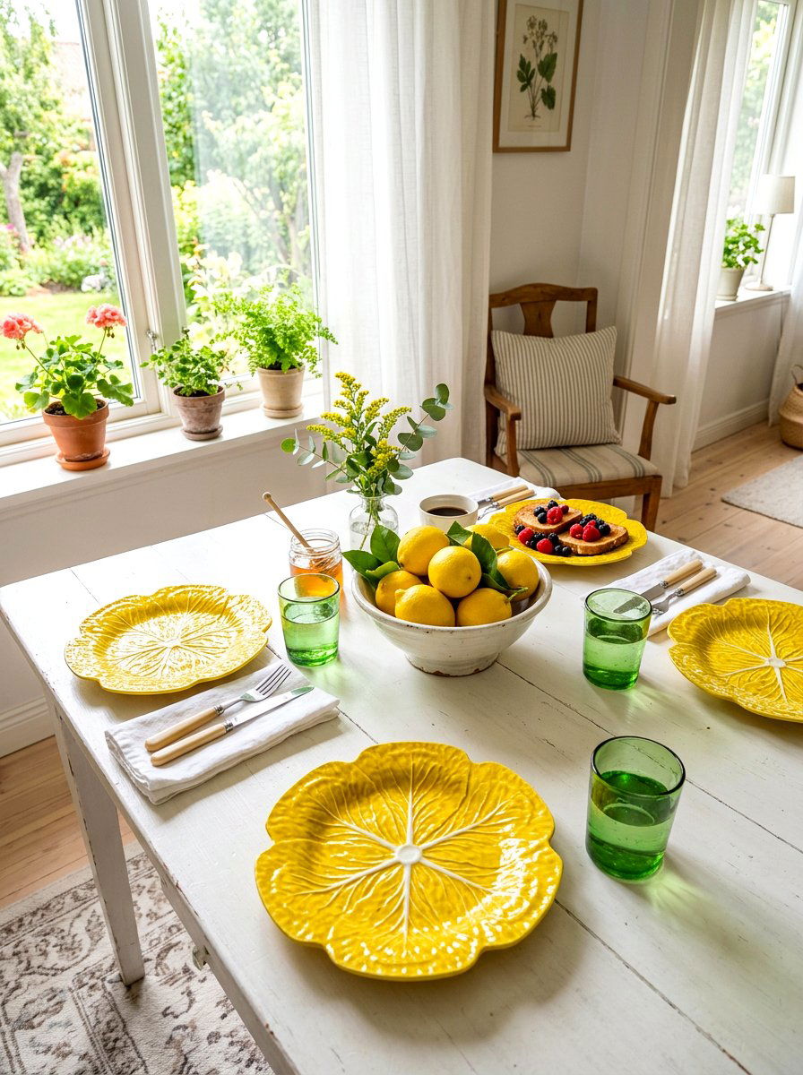 Yellow Cabbage Plate Accent - 30 cabbage plate tablescape ideas