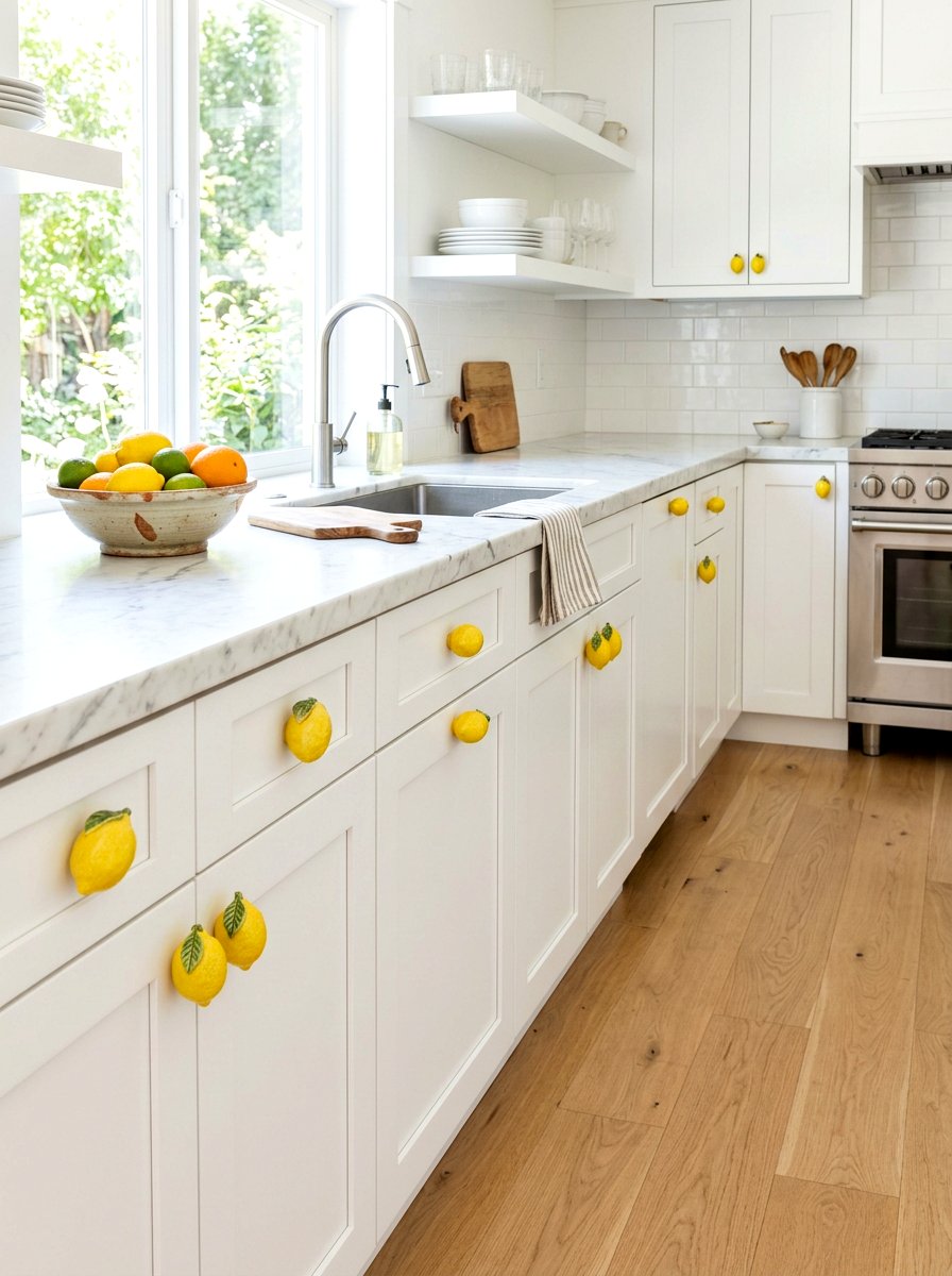 Yellow Cabinet Accent Hardware - 30 summer lemon kitchen ideas