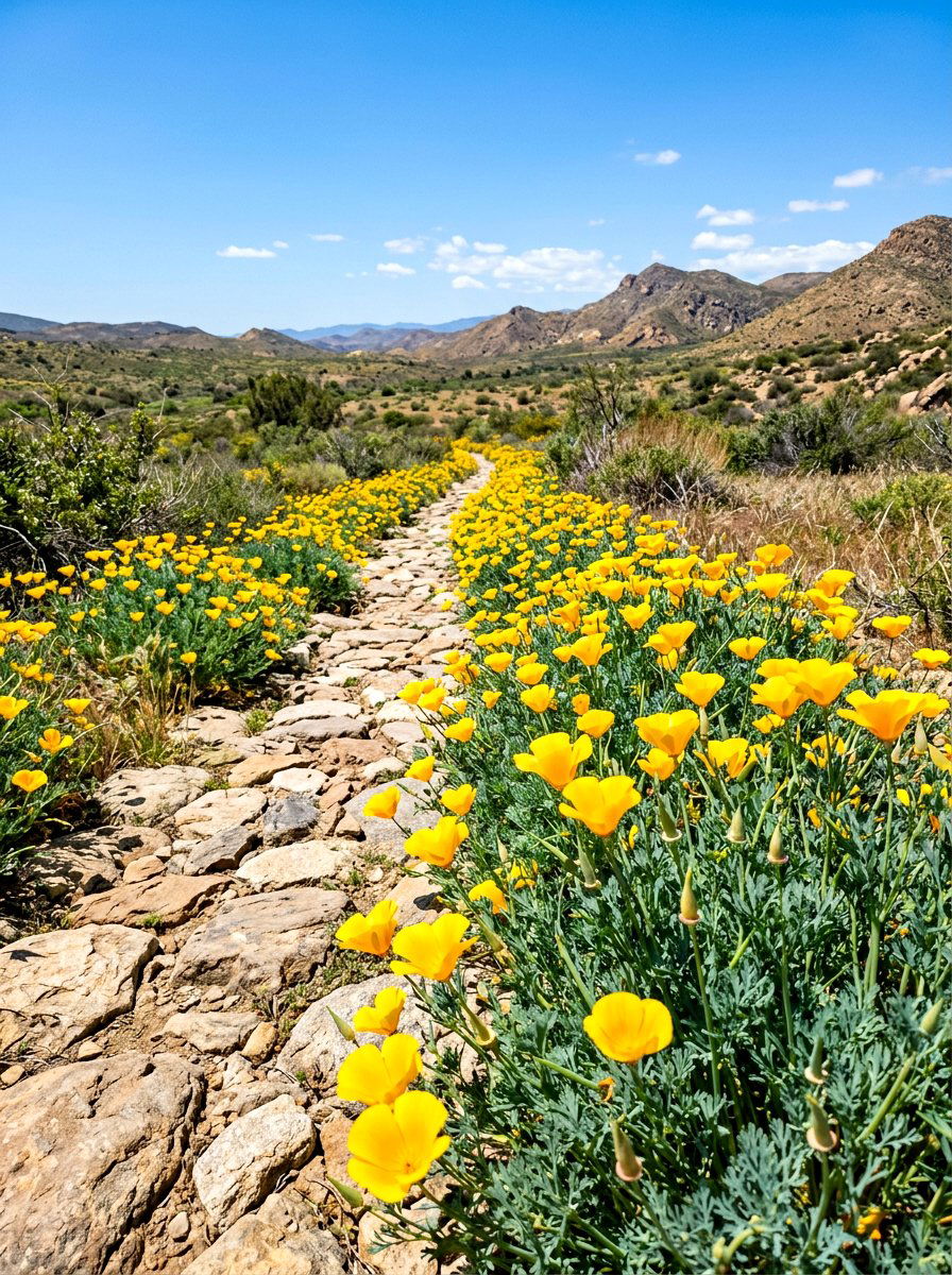 Yellow California Poppy Border - 30 yellow flower border ideas