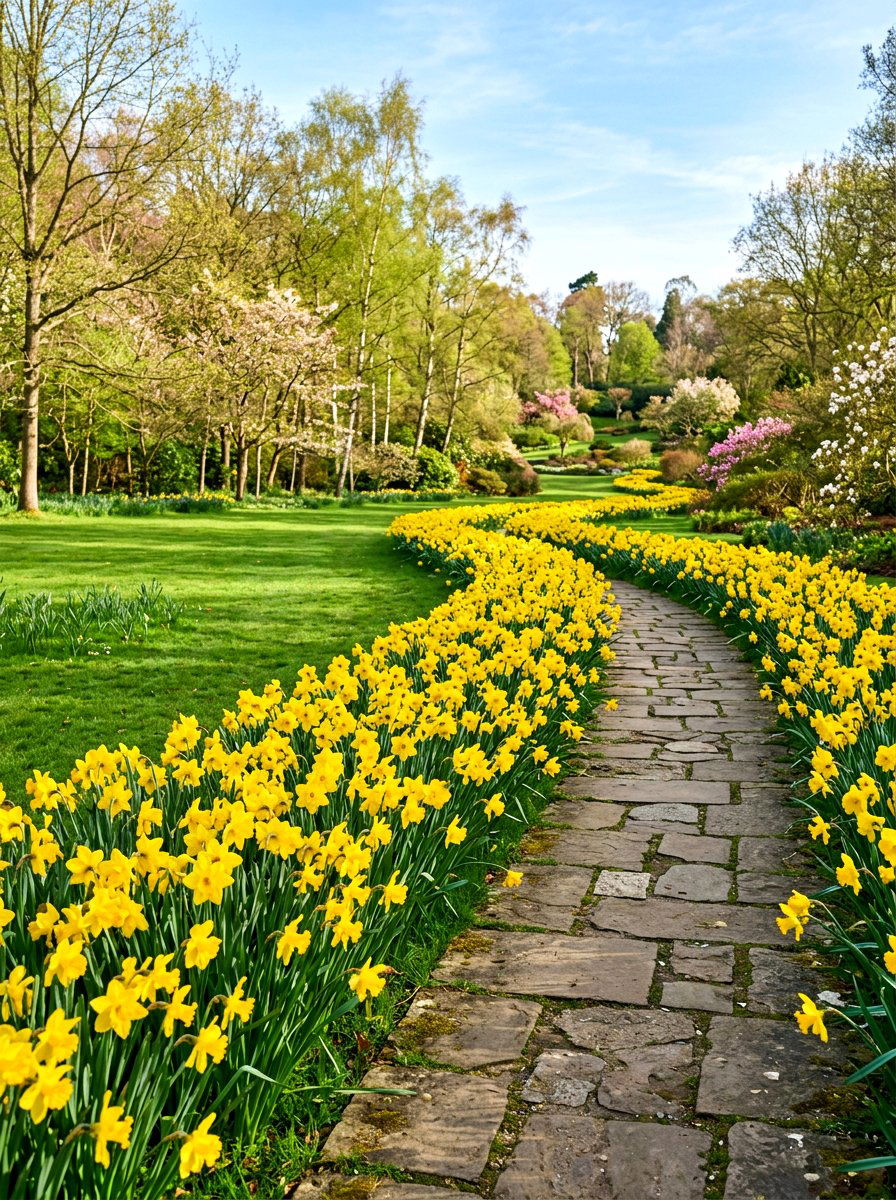 Yellow Daffodil Border - 30 spring bulb border ideas