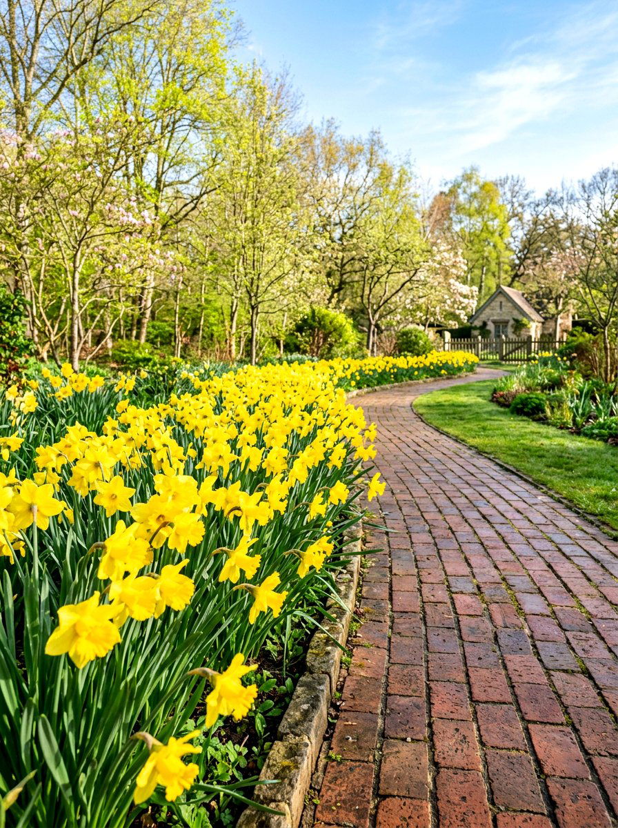 Yellow Daffodil Border - 30 yellow flower border ideas