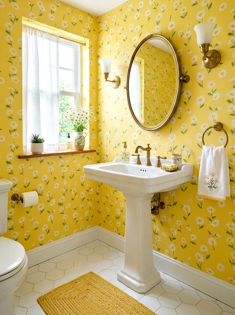 Yellow Daisy Bathroom Wallpaper - 30 spring floral wallpaper ideas