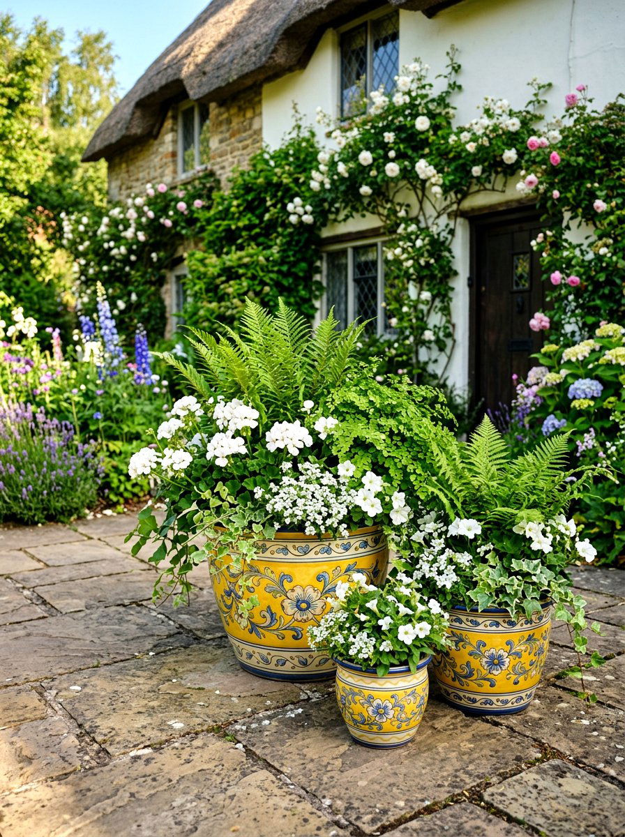 Yellow Floral Patio Pots - 30 butter yellow patio decor ideas