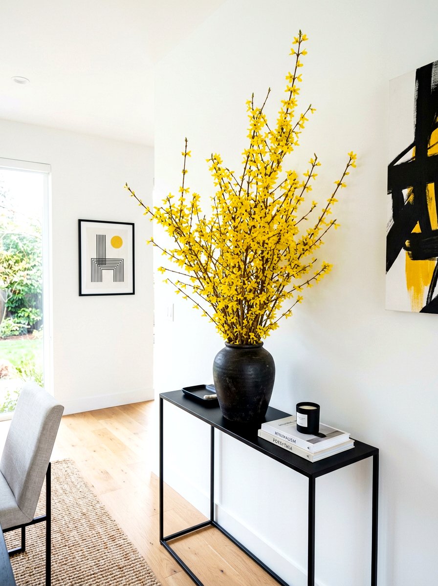 Yellow Forsythia Console - 30 spring entry table ideas