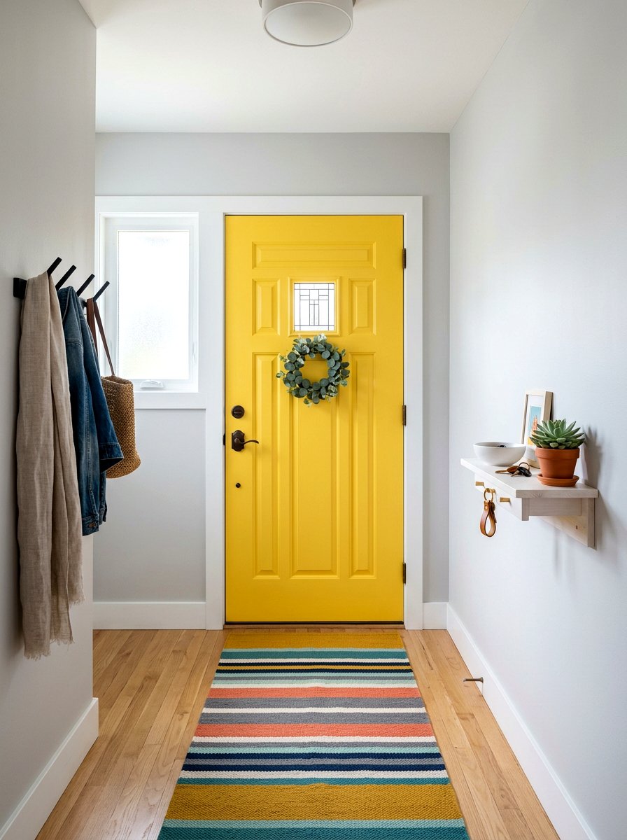 Yellow Front Door Interior - 30 dopamine entryway ideas