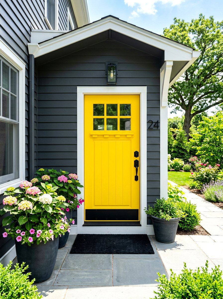 Yellow Front Door - 30 front door decor ideas
