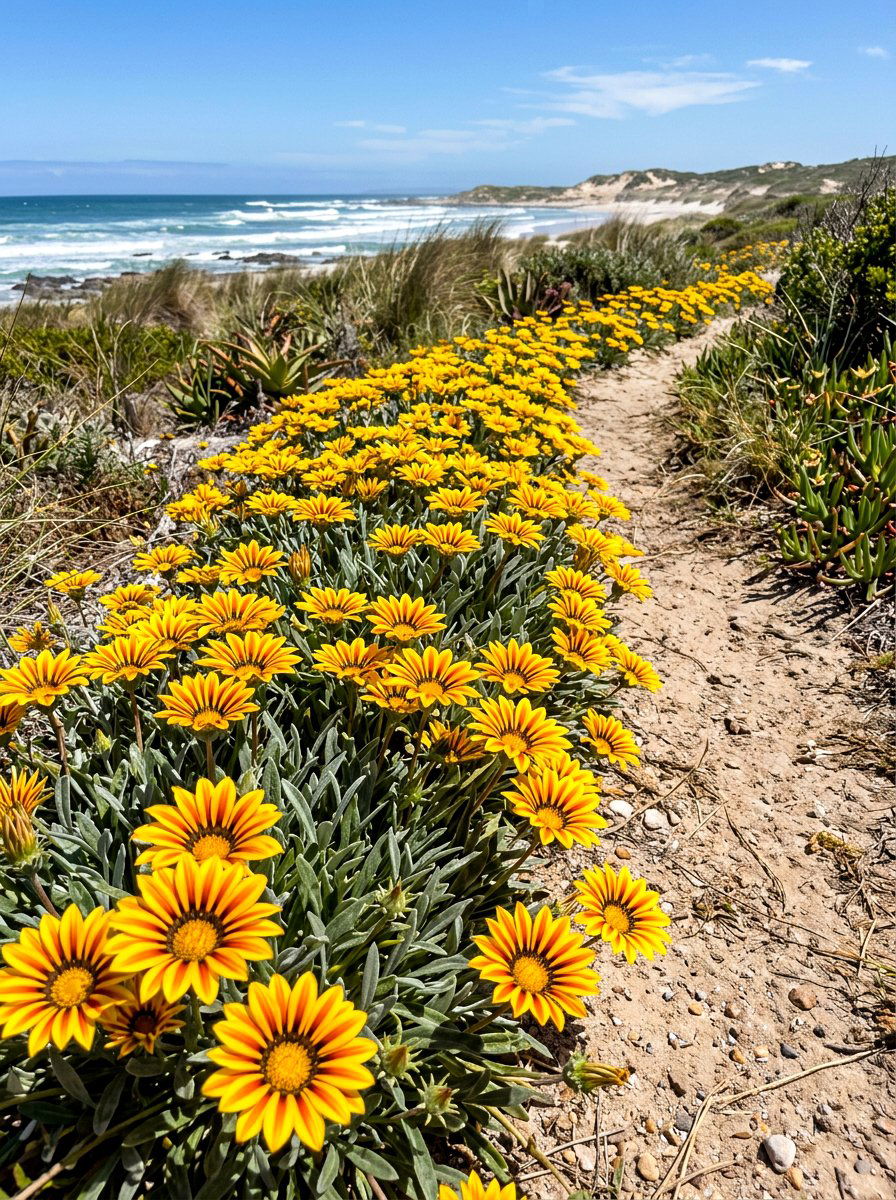 Yellow Gazania Border - 30 yellow flower border ideas