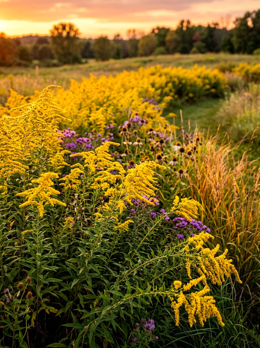 Yellow Goldenrod Border - 30 yellow flower border ideas