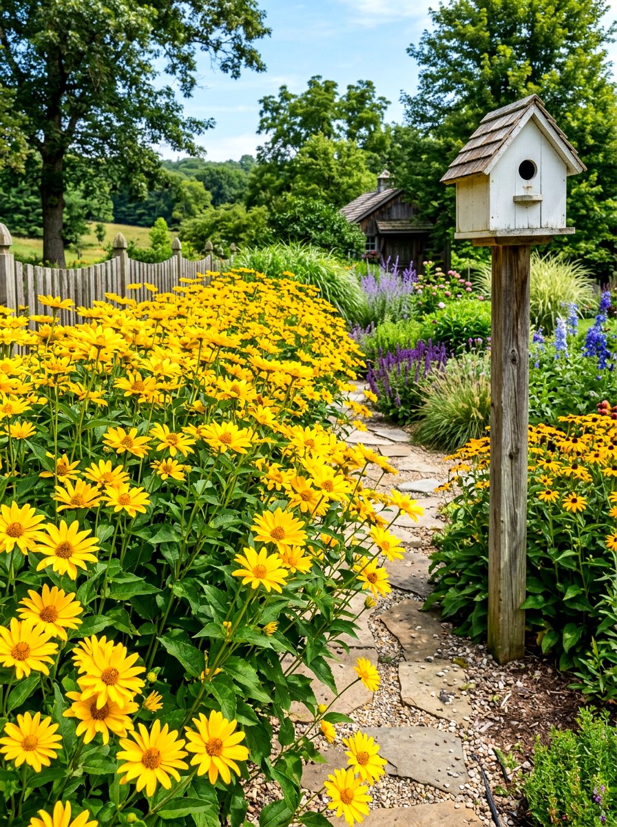 Yellow Heliopsis Border - 30 yellow flower border ideas