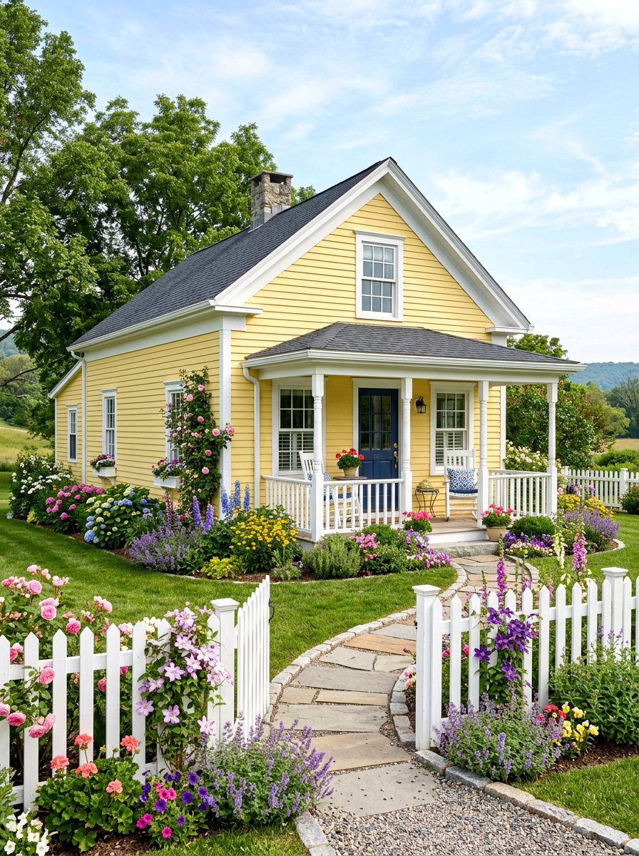 Yellow House White Trim - 30 house trim color ideas