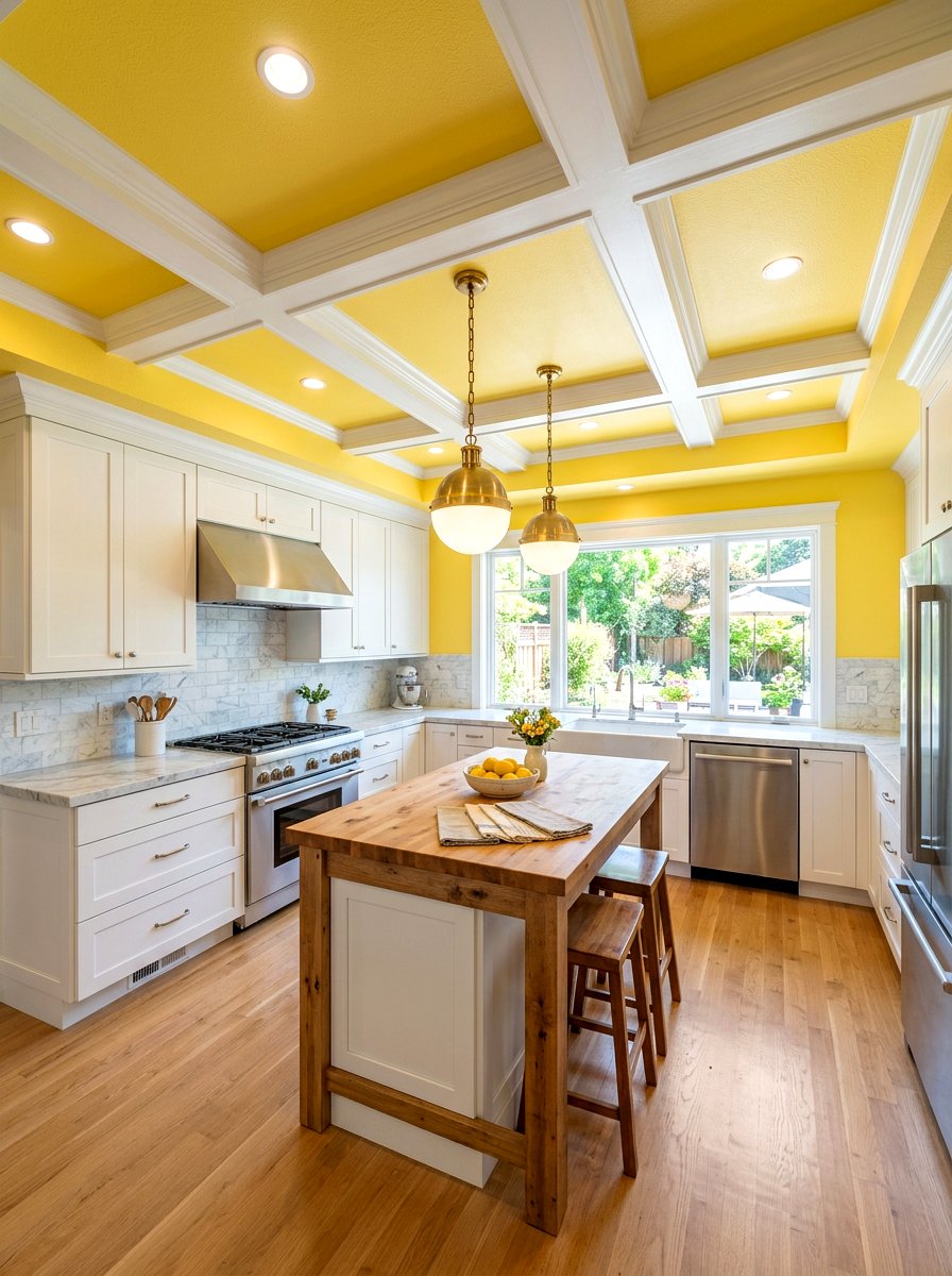 Yellow Kitchen Ceiling - 30 statement ceiling paint ideas