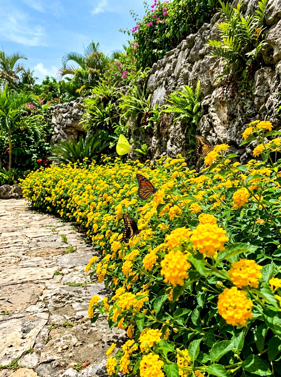 Yellow Lantana Border - 30 yellow flower border ideas