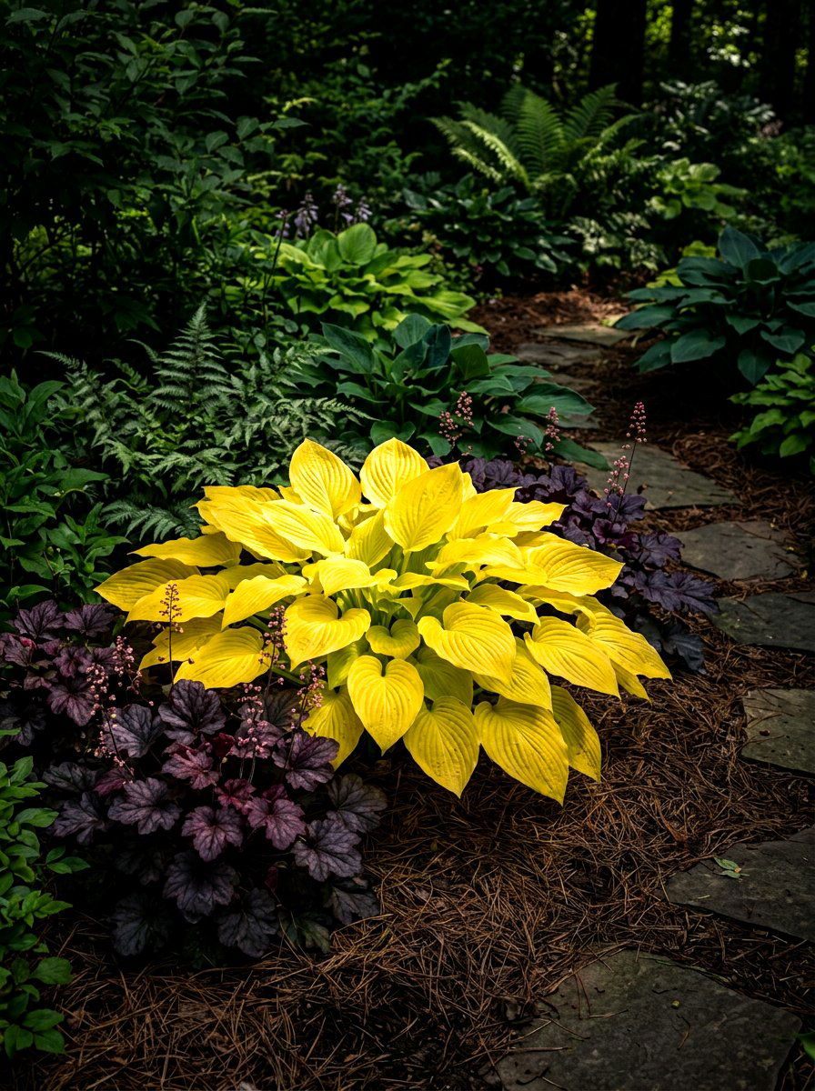 Yellow Leaf Hosta Accent - 30 hosta garden ideas