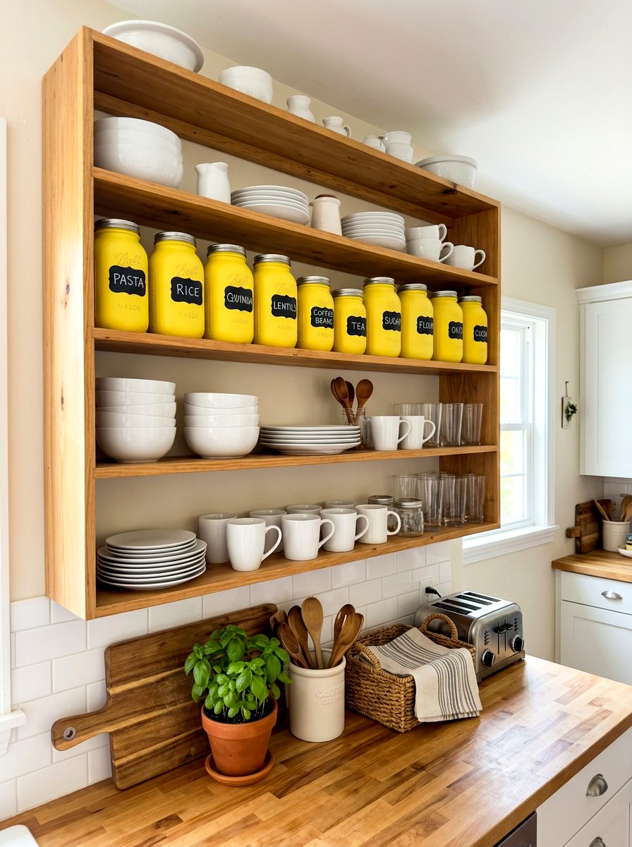 Yellow Mason Jars - 30 lemon kitchen spring ideas