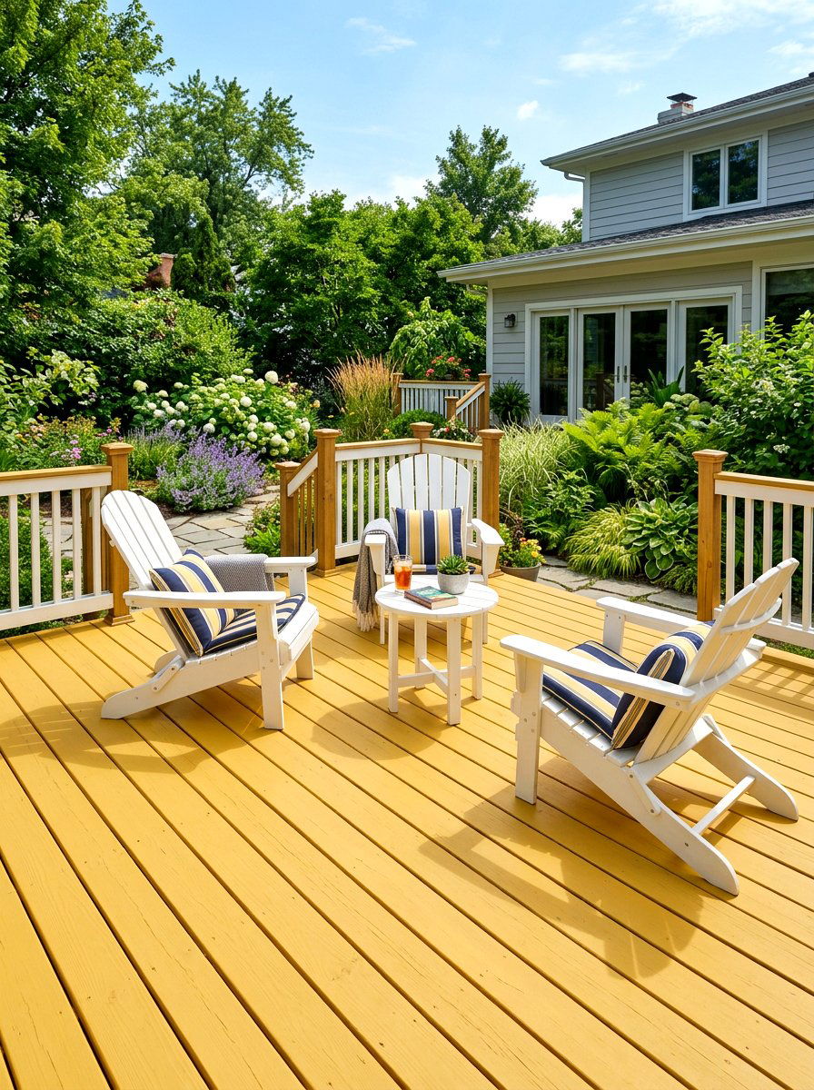 Yellow Painted Deck Flooring - 30 butter yellow patio decor ideas