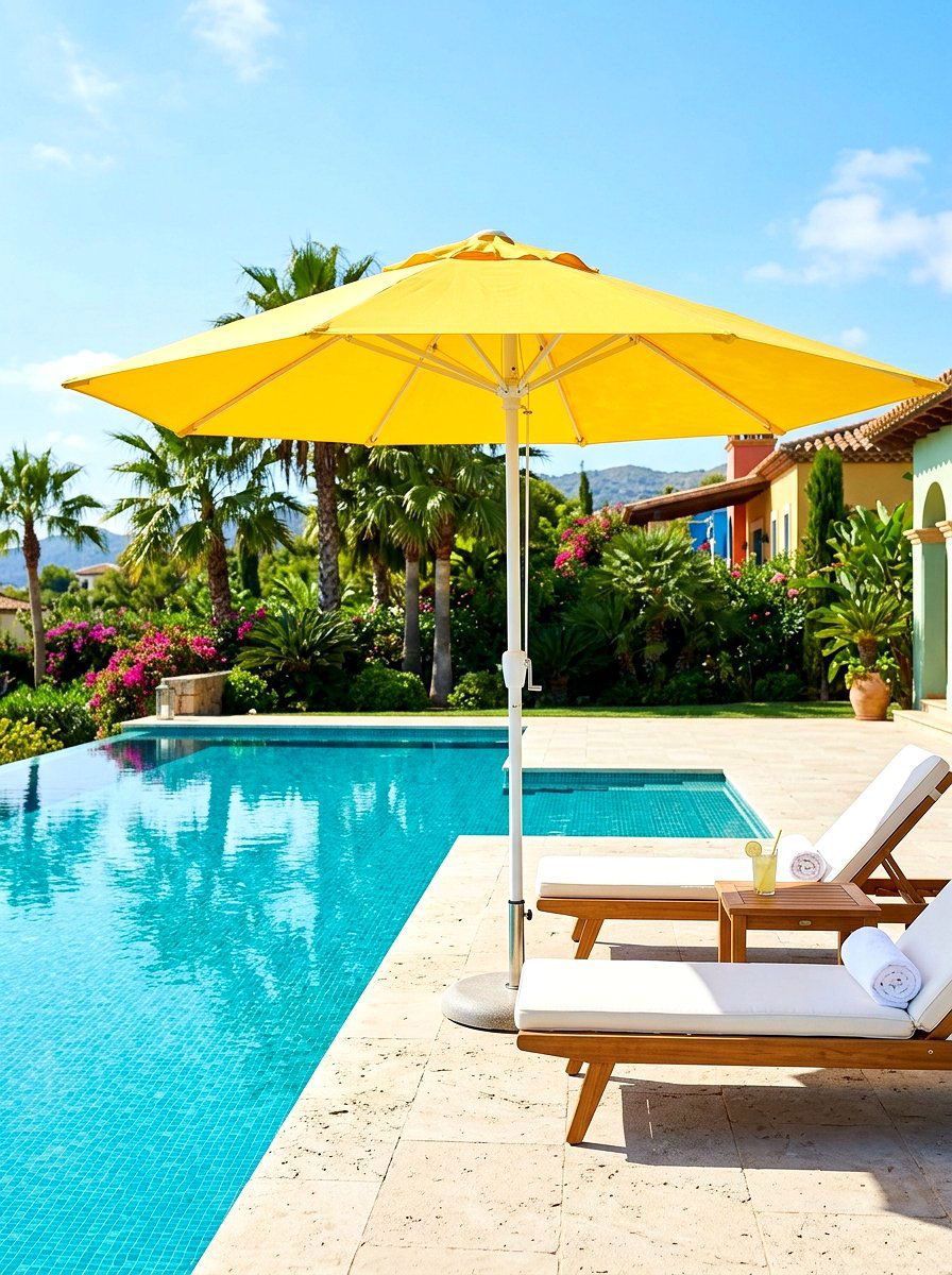 Yellow Pool Umbrella - 30 pool umbrella ideas