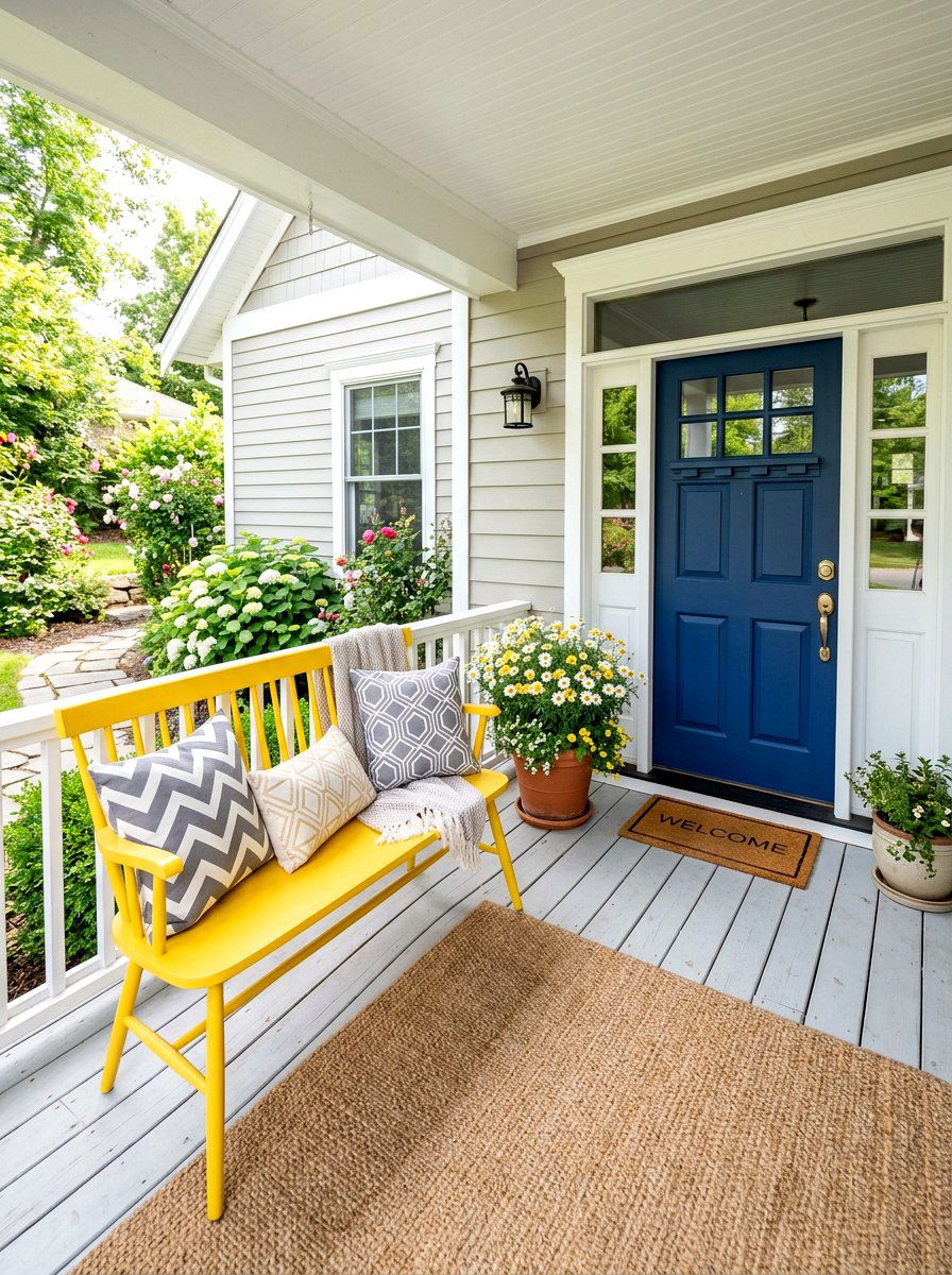 Yellow Porch Seating - 30 front porch bench ideas