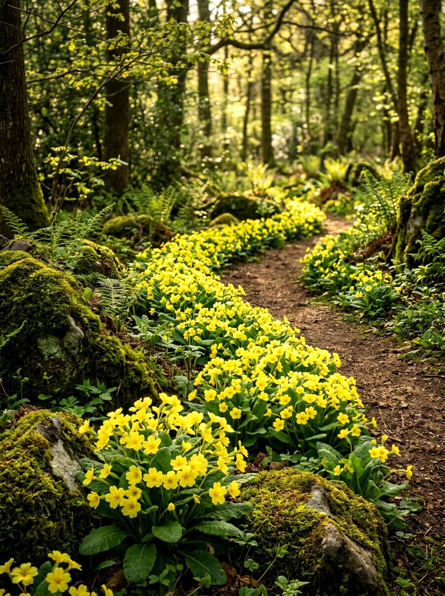 Yellow Primrose Border - 30 yellow flower border ideas