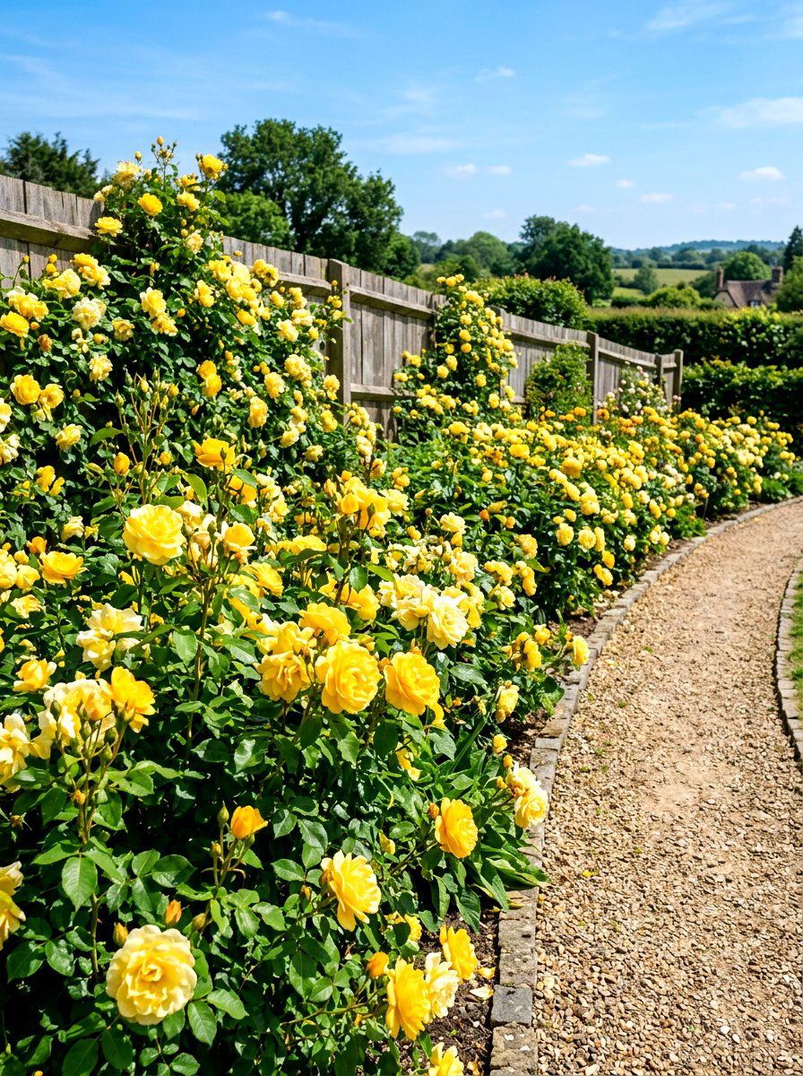 Yellow Rose Garden Border - 30 cottage rose border ideas