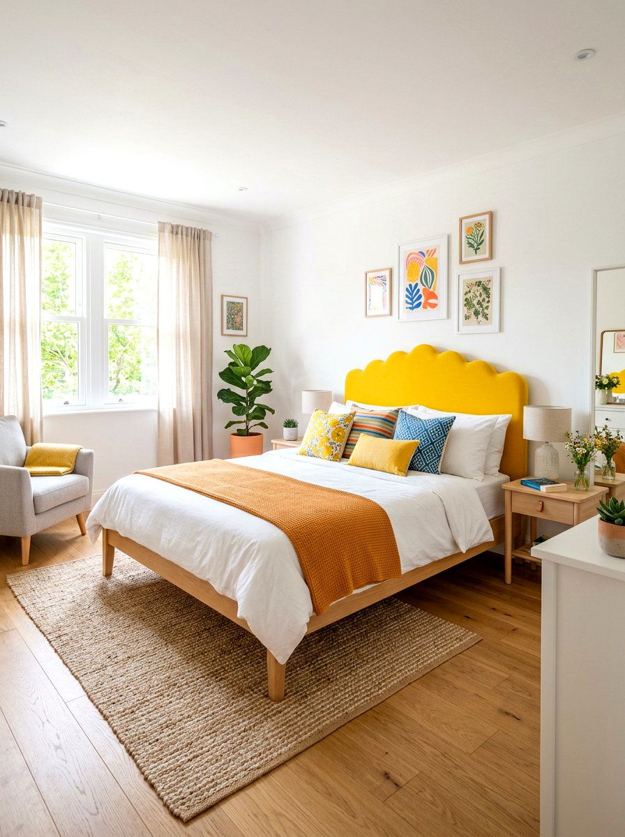 Yellow Scalloped Headboard - 30 scalloped headboard ideas